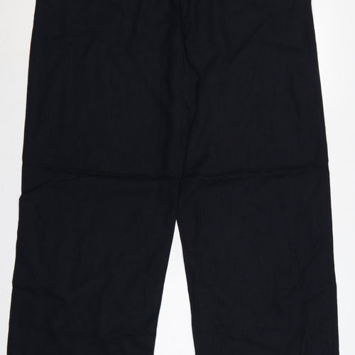 Marks & Spencer Women’s Navy Linen Wide-Leg Trousers UK 20 Long