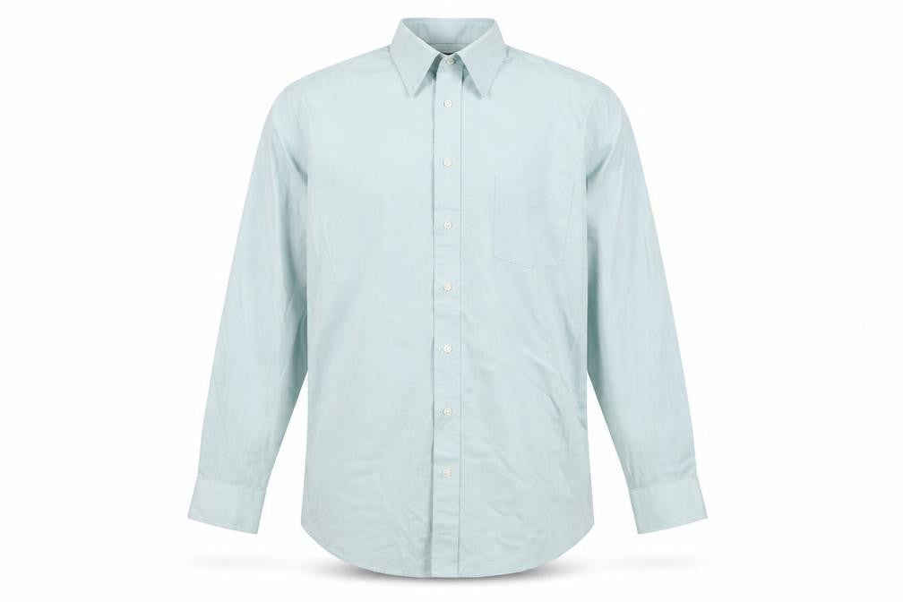 Stafford Men Blue 17 Athletic Performance Button-Up Long Sleeve Shirt