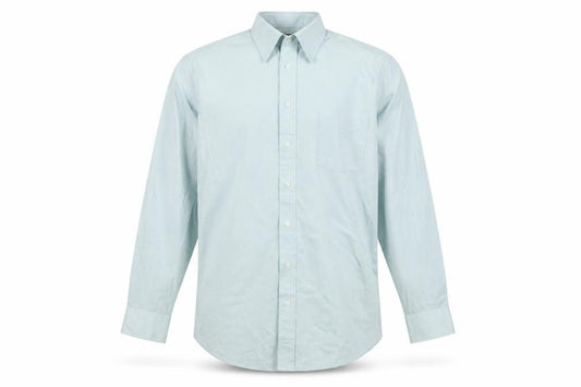 Front view of Stafford Men Blue 17 Athletic Performance Button-Up Long Sleeve Shirt