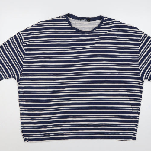 ASOS Design Women Blue White Stripe XL Cotton Jersey T-Shirt