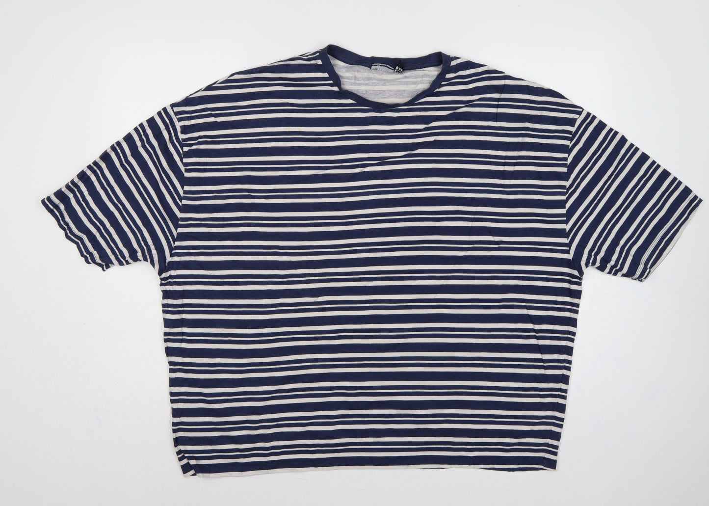 ASOS Design Women Blue White Stripe XL Cotton Jersey T-Shirt