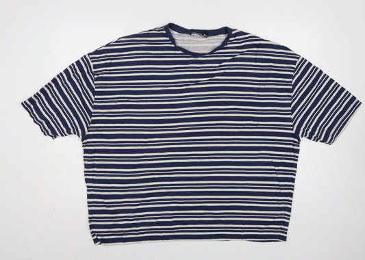 ASOS Design Women Blue White Stripe XL Cotton Jersey T-Shirt