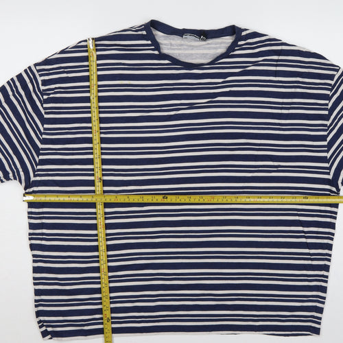 ASOS Design Women Blue White Stripe XL Cotton Jersey T-Shirt