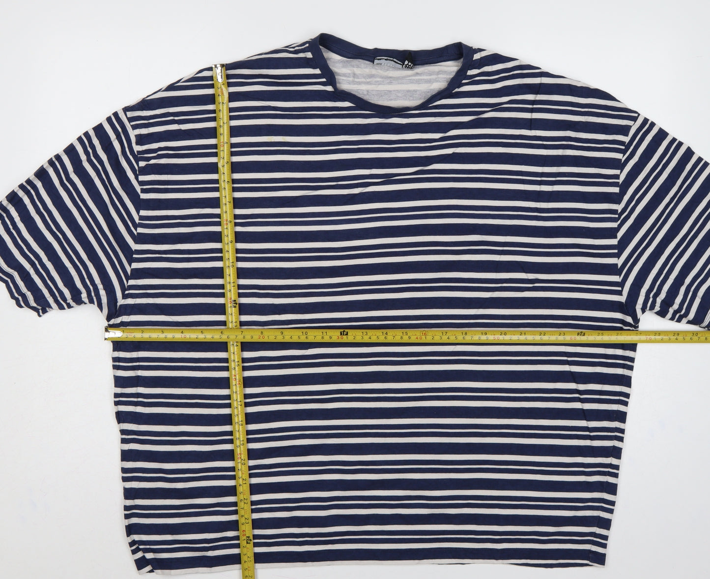 ASOS Design Women Blue White Stripe XL Cotton Jersey T-Shirt
