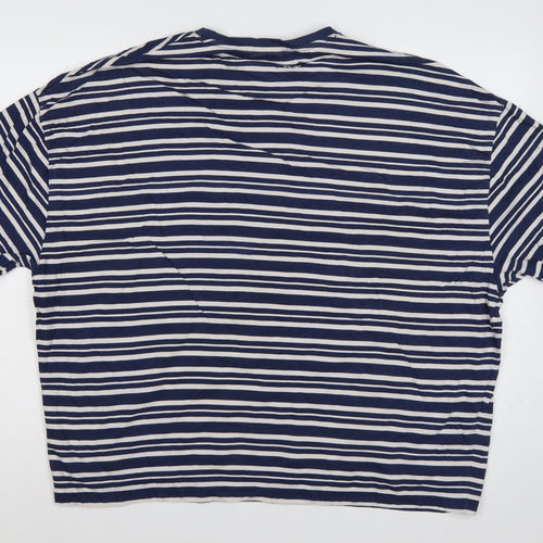 ASOS Design Women Blue White Stripe XL Cotton Jersey T-Shirt