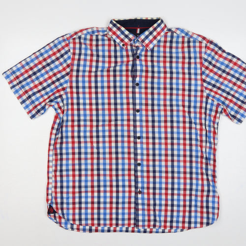 Marks & Spencer Blue Harbour Men's L Multicolour Check Short Sleeve Shirt