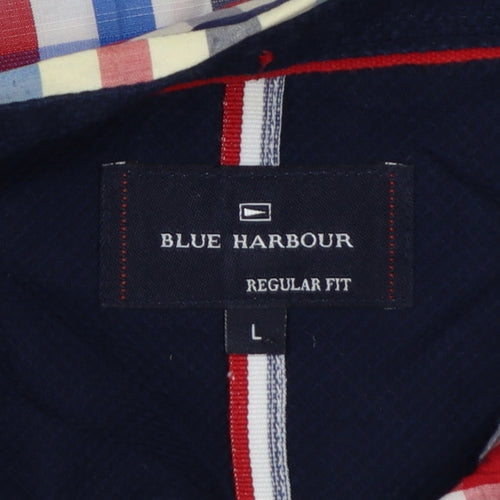 Marks & Spencer Blue Harbour Men's L Multicolour Check Short Sleeve Shirt