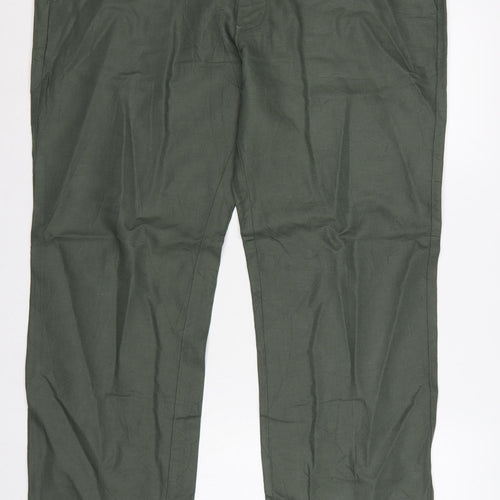 Marks and Spencer Men Green 42in 33in Linen Blend Chino Trousers