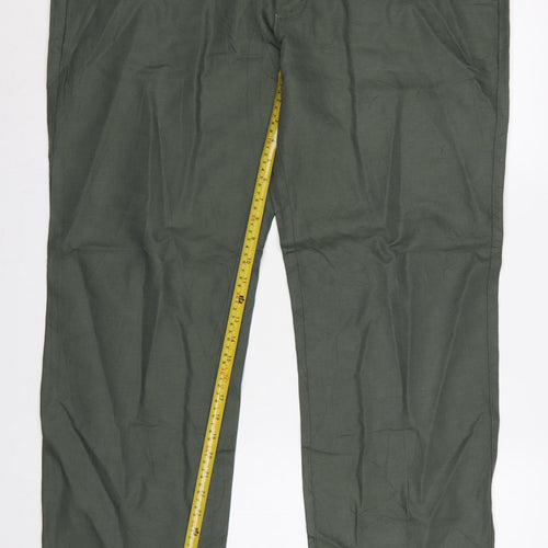 Marks and Spencer Men Green 42in 33in Linen Blend Chino Trousers