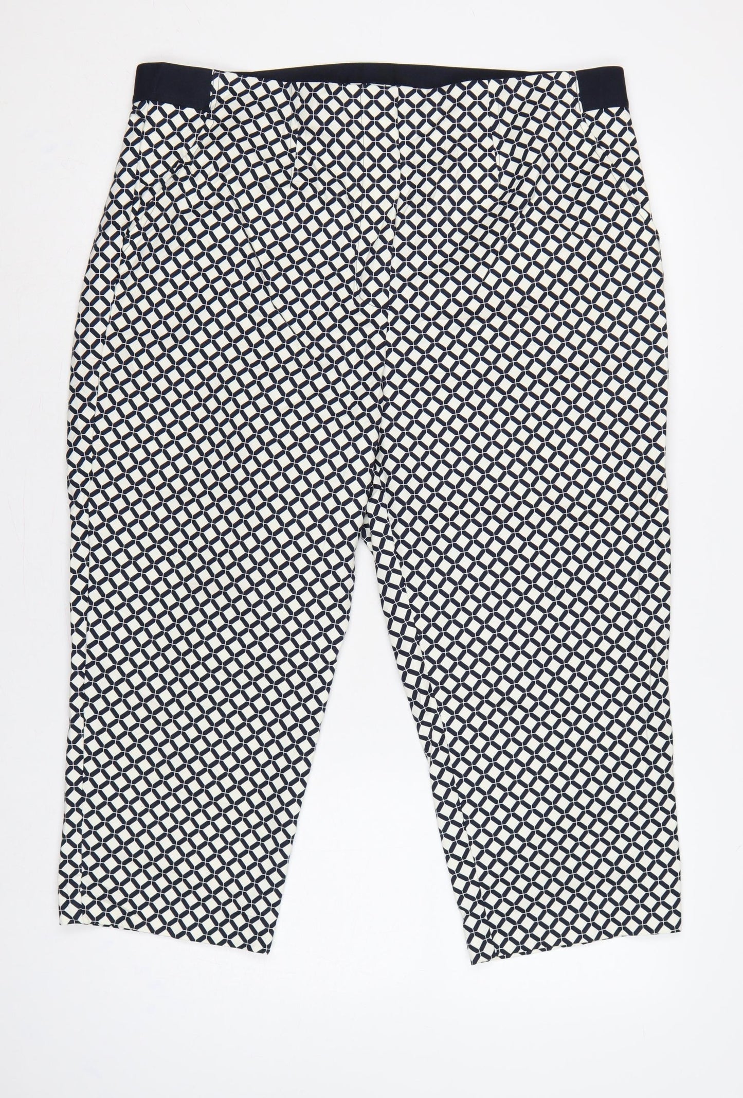 Marks and Spencer Women’s Black Ivory Geometric Straight Trousers UK 20