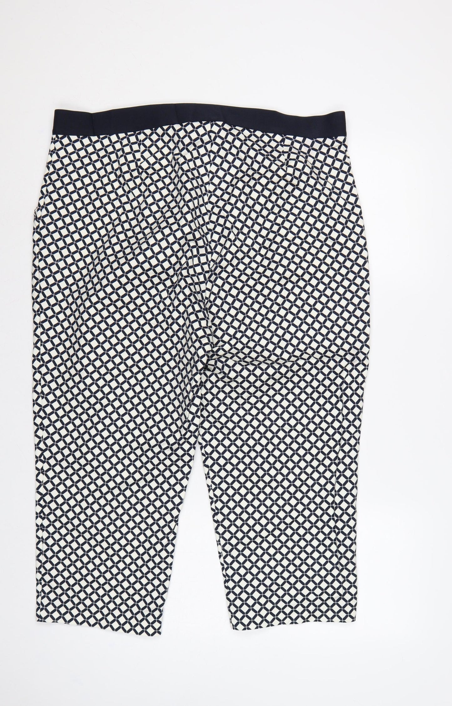 Marks and Spencer Women’s Black Ivory Geometric Straight Trousers UK 20
