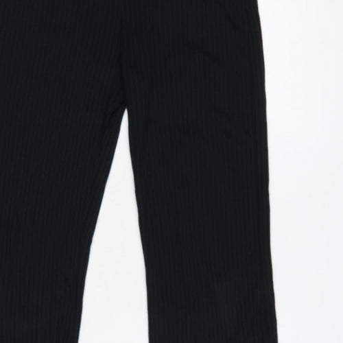 COLLUSION Women’s Black UK 8 High Rise Ribbed Flared Leggings