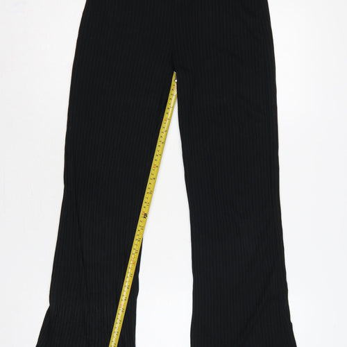 COLLUSION Women’s Black UK 8 High Rise Ribbed Flared Leggings