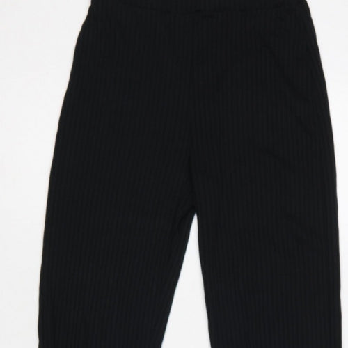 COLLUSION Women’s Black UK 8 High Rise Ribbed Flared Leggings