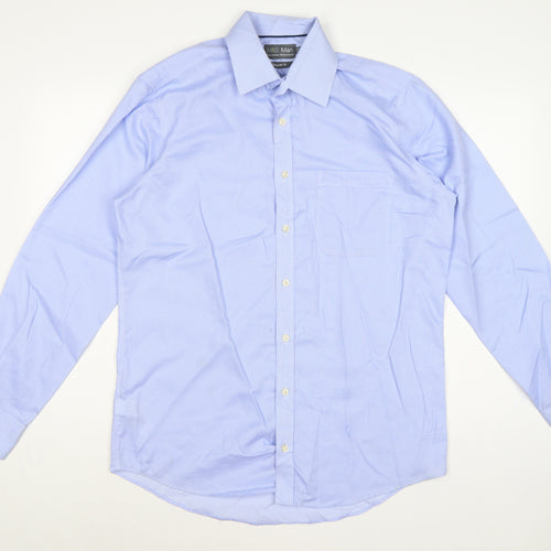 Marks and Spencer Men Blue 15.5 Regular Fit Cotton Gingham Dress Shirt