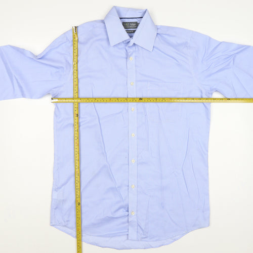 Marks and Spencer Men Blue 15.5 Regular Fit Cotton Gingham Dress Shirt