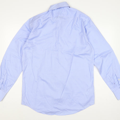 Marks and Spencer Men Blue 15.5 Regular Fit Cotton Gingham Dress Shirt