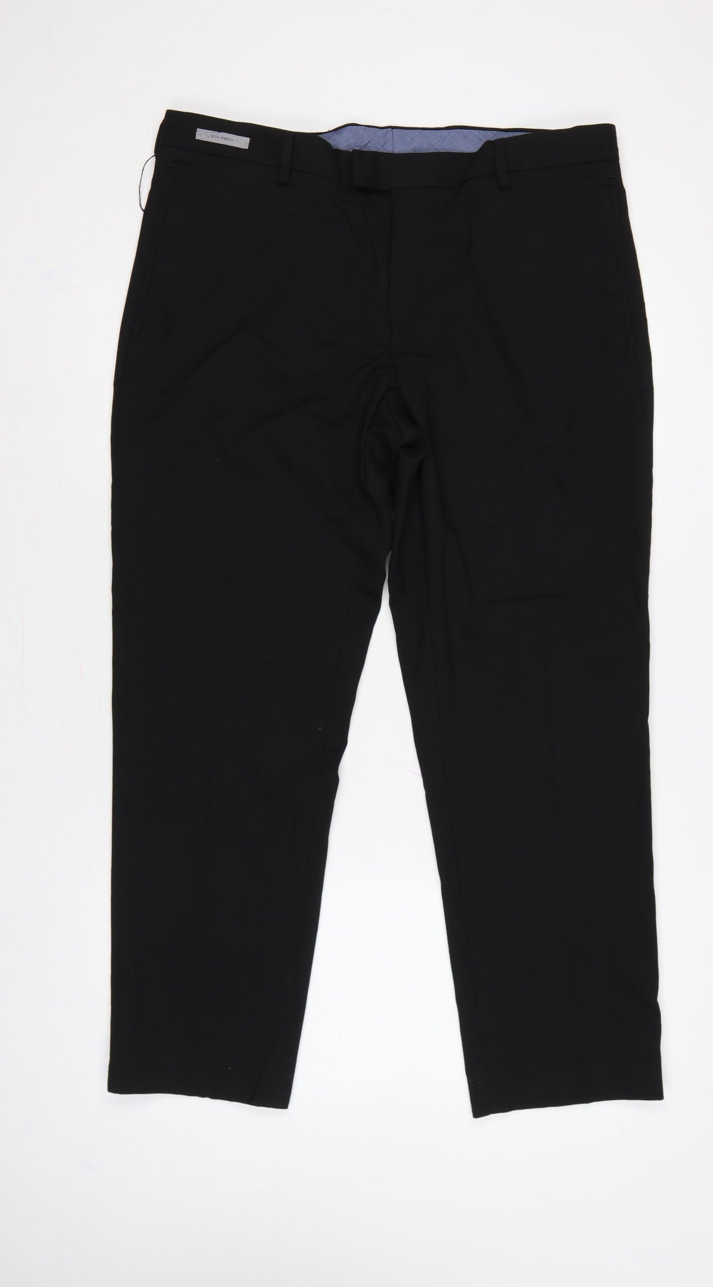 Marks and Spencer Men Black 36 Tailored Stretch Dress Trousers