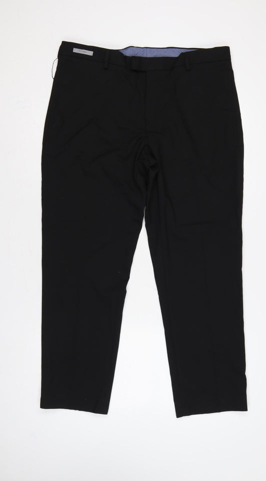 Marks and Spencer Men Black 36 Tailored Stretch Dress Trousers