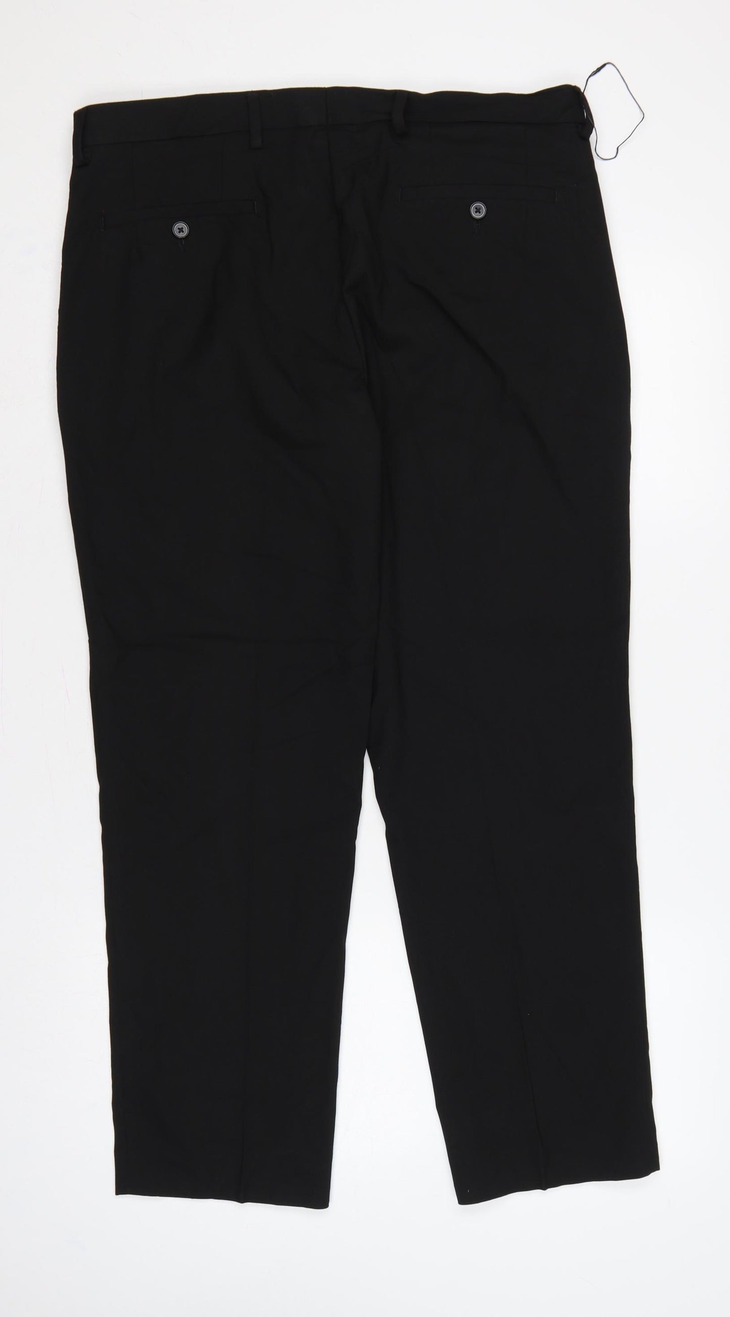 Marks and Spencer Men Black 36 Tailored Stretch Dress Trousers