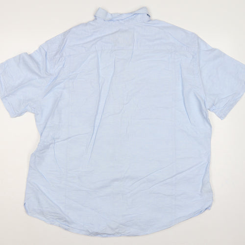 Marks and Spencer Autograph Men Blue 2XL Linen Cotton Short Sleeve Shirt