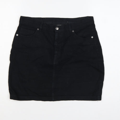 Monki Women Black UK 12 High Rise Denim Mini Pencil Skirt Pockets