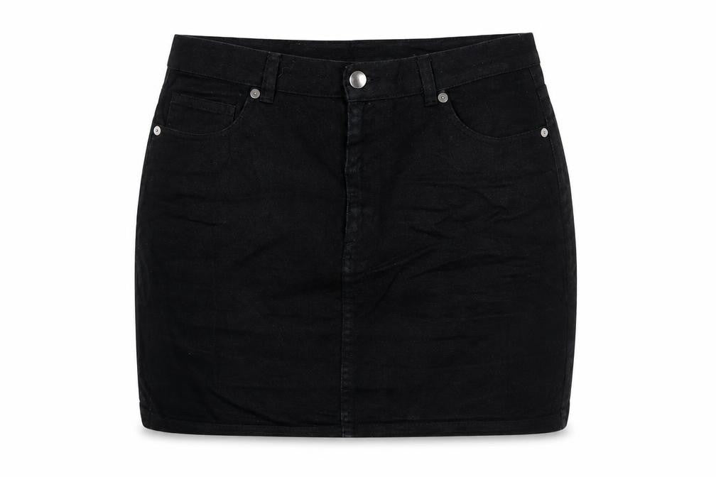 Monki Women Black UK 12 High Rise Denim Mini Pencil Skirt Pockets