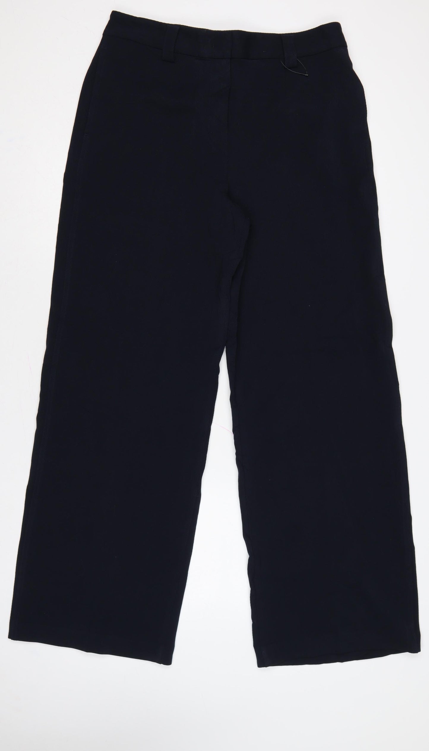 Marks and Spencer Women Blue UK 14 Long Wide-Leg Tailored Trousers