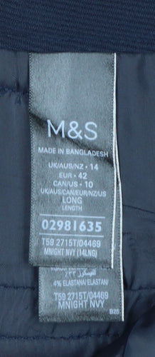 Marks and Spencer Women Blue UK 14 Long Wide-Leg Tailored Trousers
