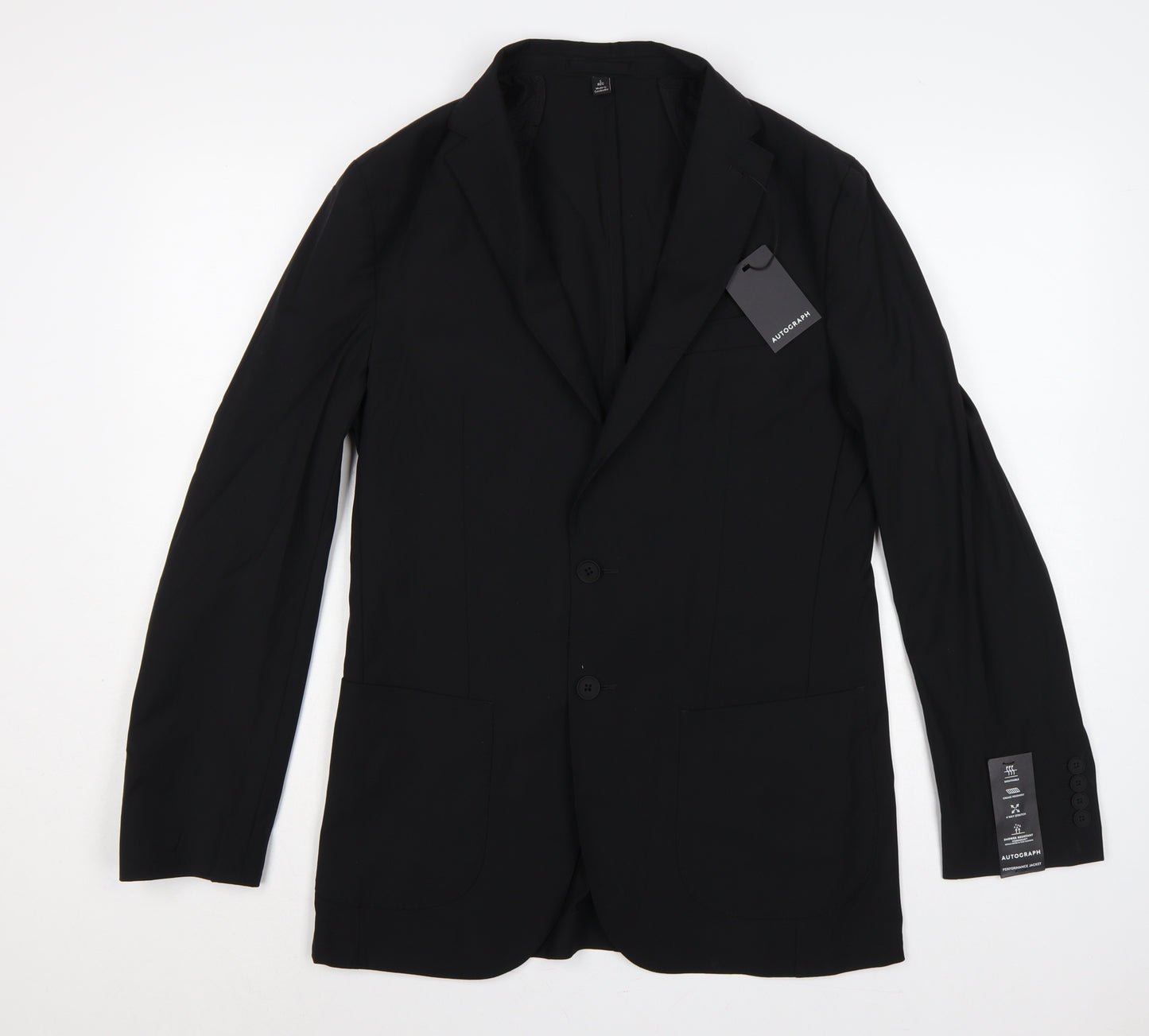 Autograph Men’s Black Small Wool Blend Stretch Performance Blazer