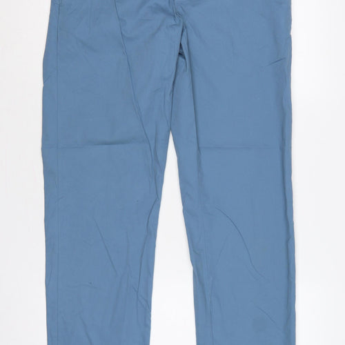 Marks and Spencer Men Blue 32in Chino Trousers 33in Leg Cotton Blend