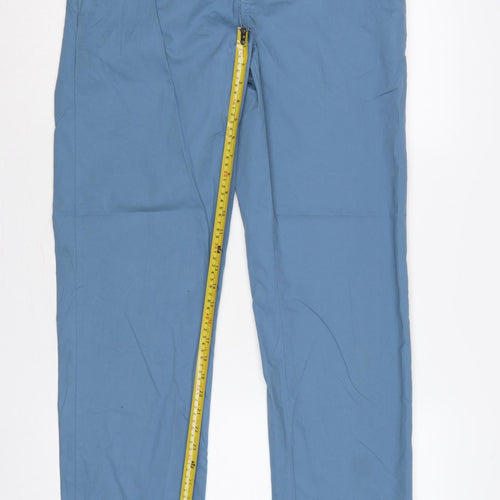 Marks and Spencer Men Blue 32in Chino Trousers 33in Leg Cotton Blend