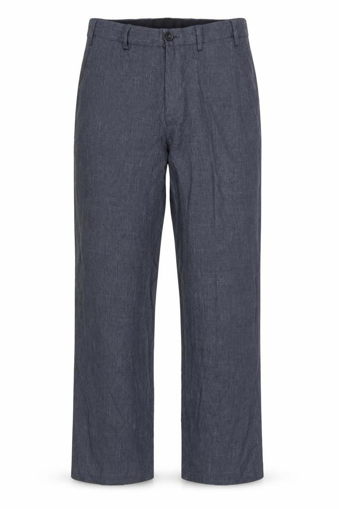 Marks & Spencer Men Grey 30L Regular Chambray Straight Trousers