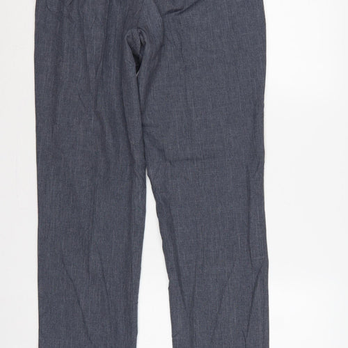 Marks and Spencer Men Grey 30L Regular Chambray Straight Trousers