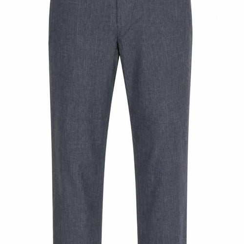 Marks & Spencer Men Blue 32 Regular Chambray Straight Dress Trousers