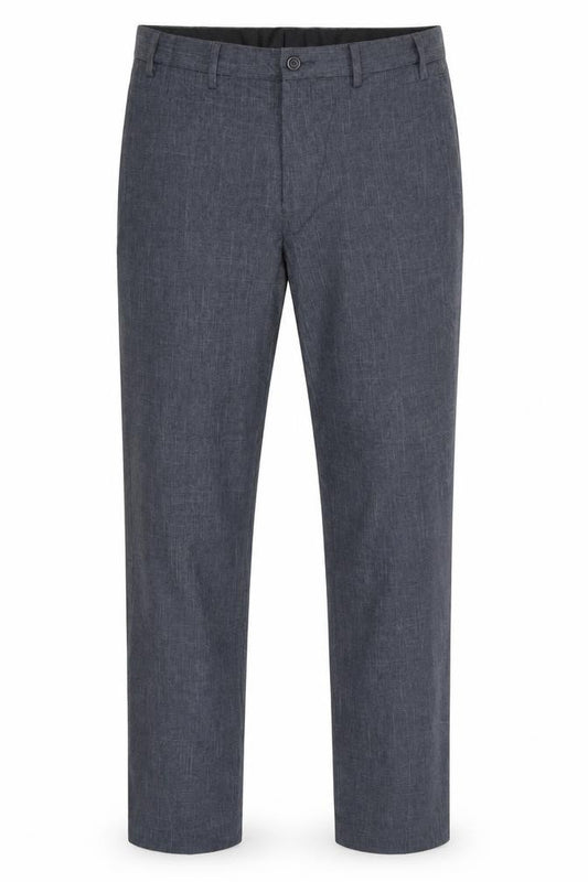 Marks & Spencer Men Blue 32 Regular Chambray Straight Dress Trousers