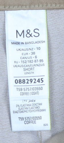 M&S Women’s Brown Size 10 Short Slim Tapered Chino Trousers