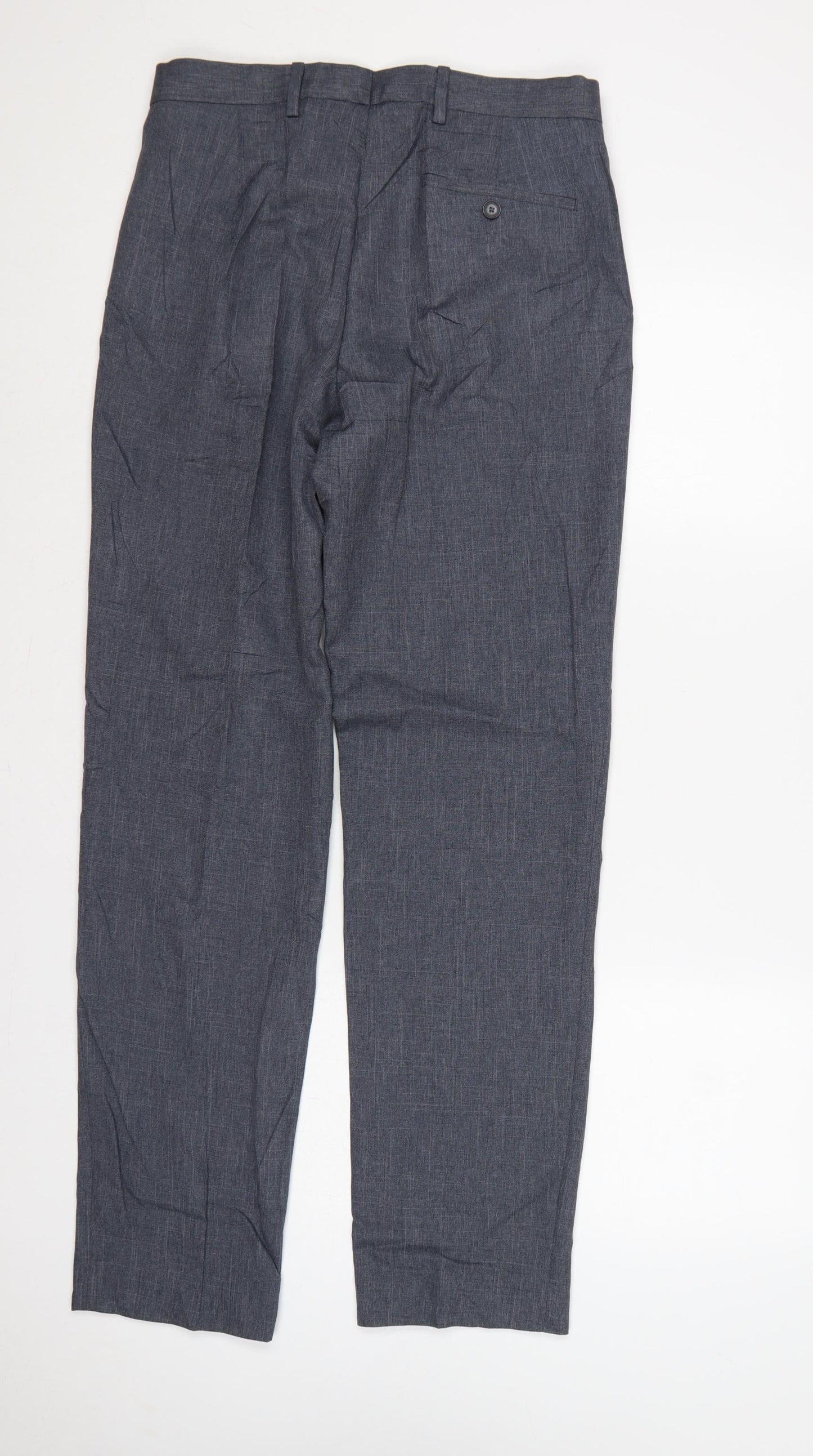 M&S Men’s Grey Regular Fit Straight Trousers W30 L33