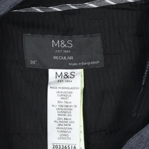 M&S Men’s Grey Regular Fit Straight Trousers W30 L33