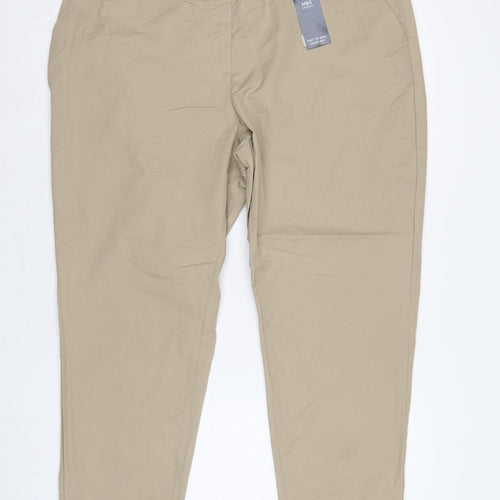 Marks and Spencer Women Beige UK 20 Regular Tapered Chino Trousers