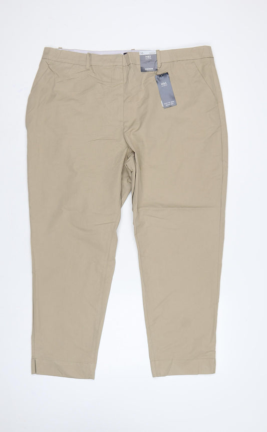 Marks and Spencer Women Beige UK 20 Regular Tapered Chino Trousers