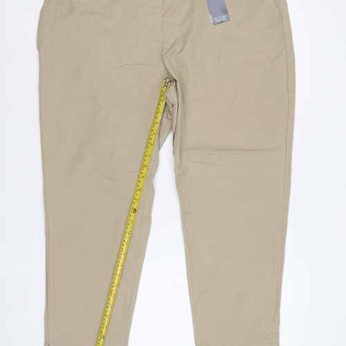 Marks and Spencer Women Beige UK 20 Regular Tapered Chino Trousers