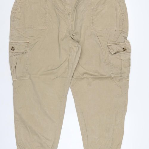 Marks & Spencer Women Beige Size 22 Cargo Tapered Trousers