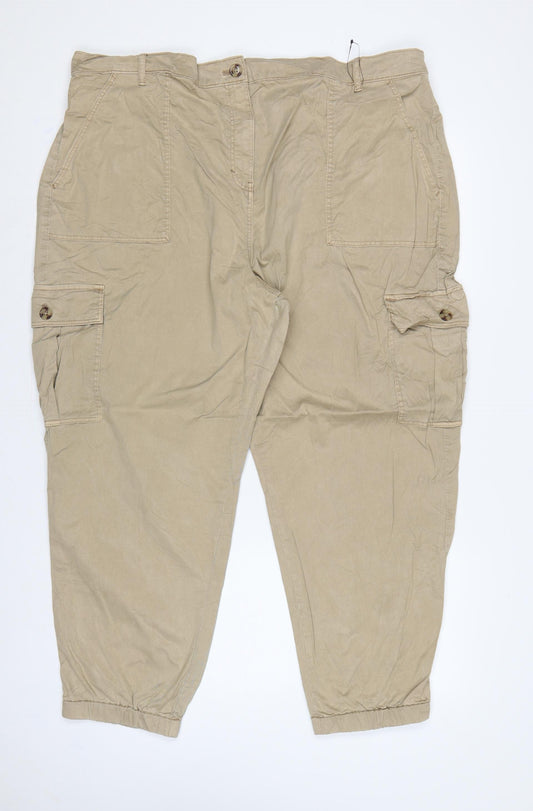 Marks & Spencer Women Beige Size 22 Cargo Tapered Trousers