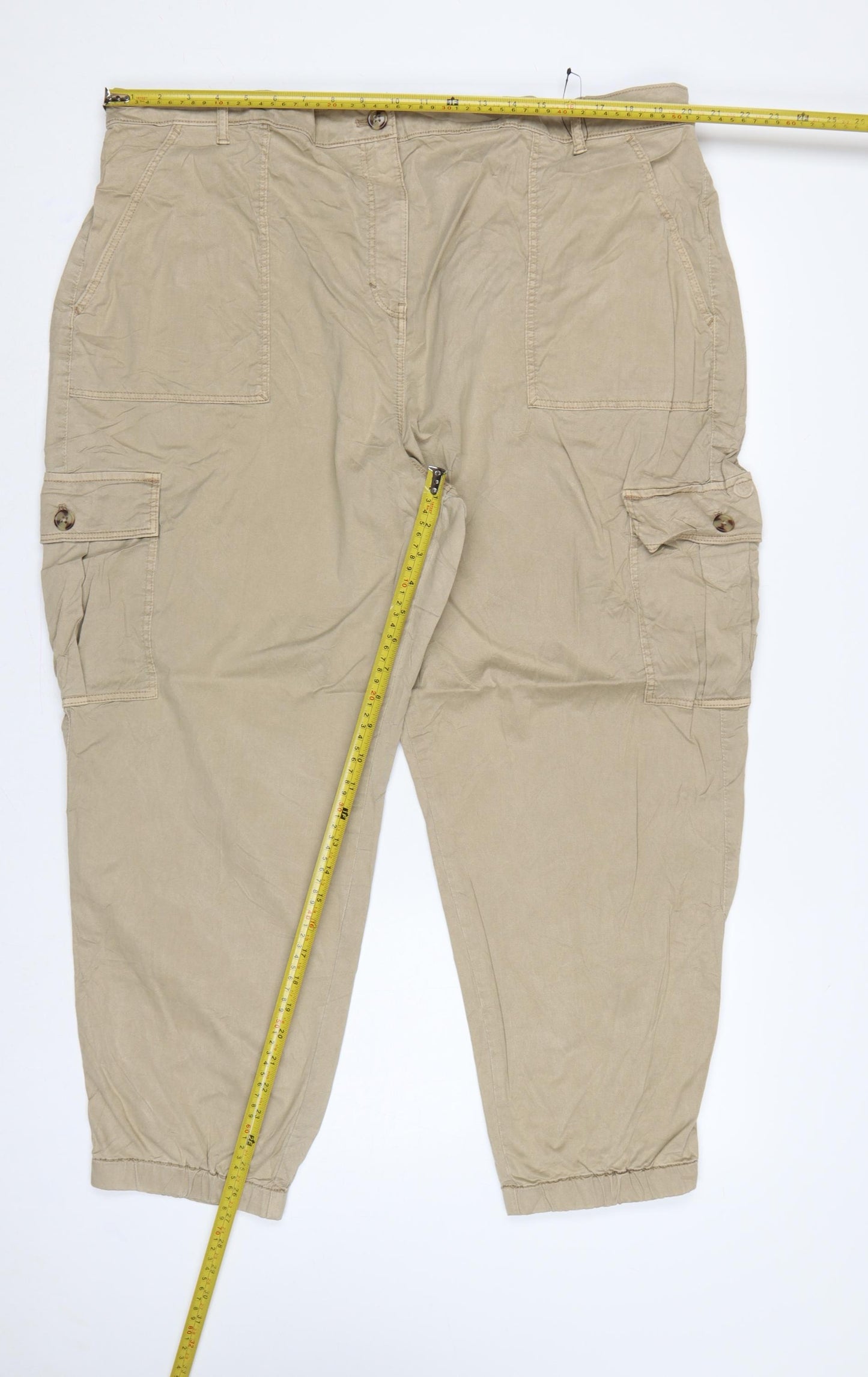Marks & Spencer Women Beige Size 22 Cargo Tapered Trousers