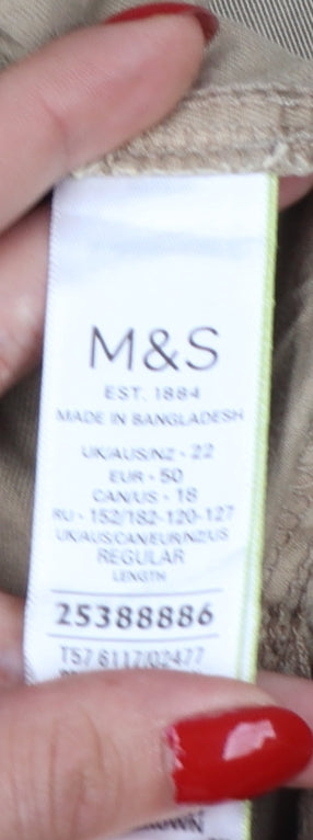 Marks & Spencer Women Beige Size 22 Cargo Tapered Trousers