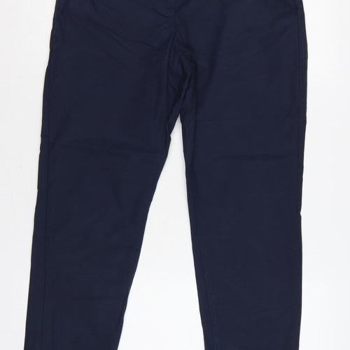 Marks & Spencer Women Blue UK 10 Regular Tapered Tailored Trousers