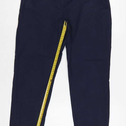 Marks & Spencer Women Blue UK 10 Regular Tapered Tailored Trousers