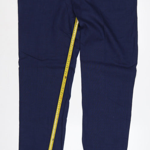 Marks & Spencer Unisex Blue 42 Tailored Linen Blend Straight Trousers