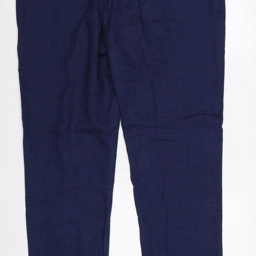 Marks & Spencer Unisex Blue 42 Tailored Linen Blend Straight Trousers